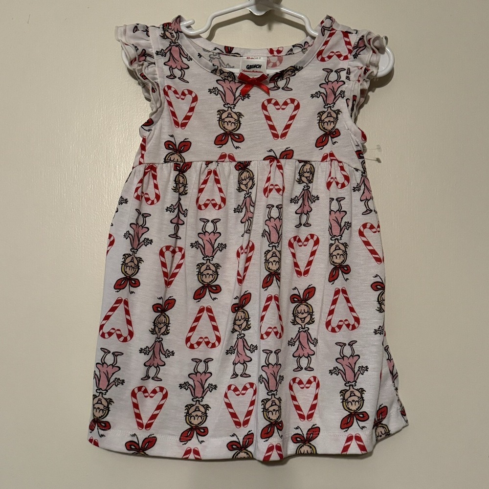 HANNA ANDERSSON Cindy Lou Who Candy Canes Grinch Nightgown 2T 85cm Christmas